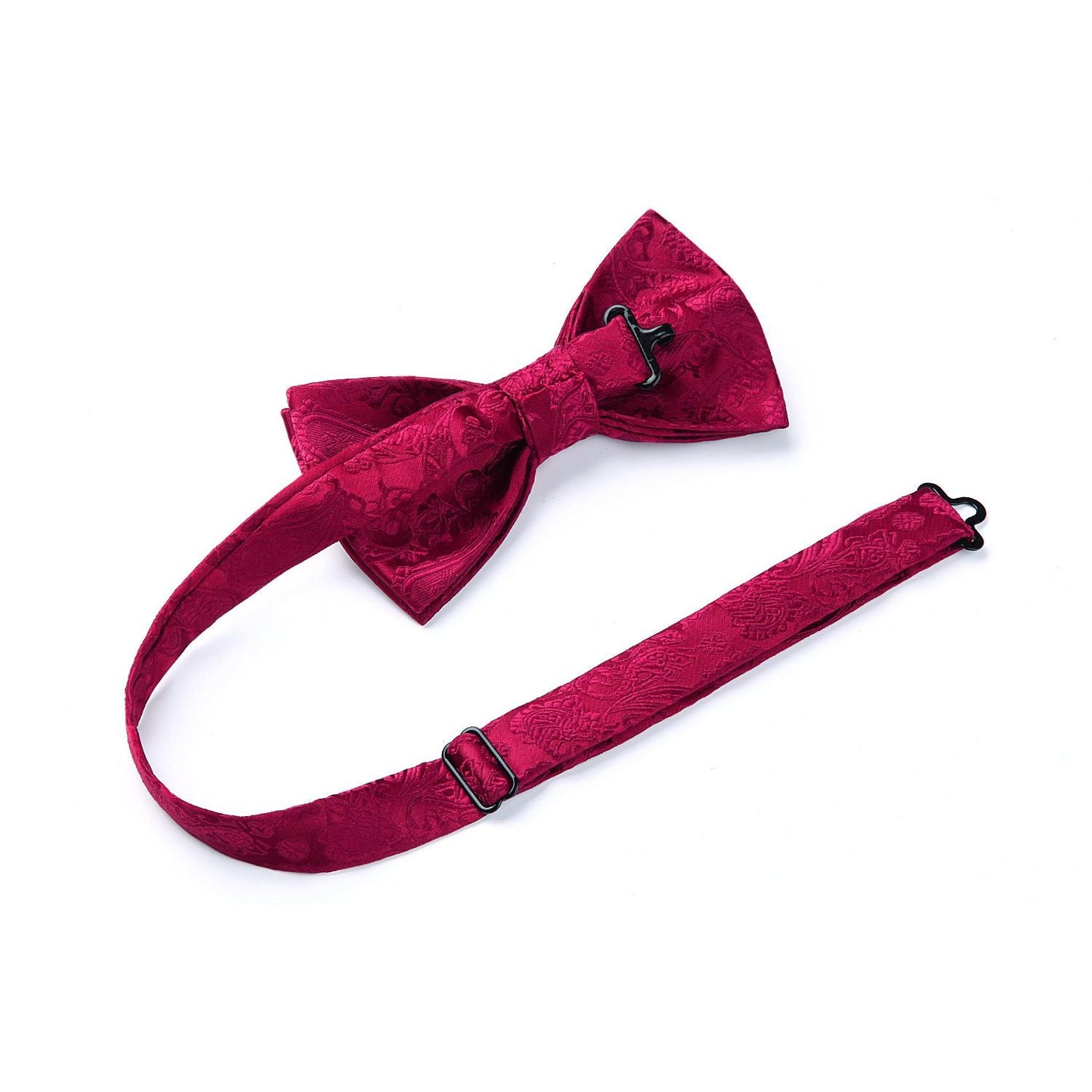 Hisdern Paisley Suspenders Pre-tied Bow Tie Set Red Formal Accessories