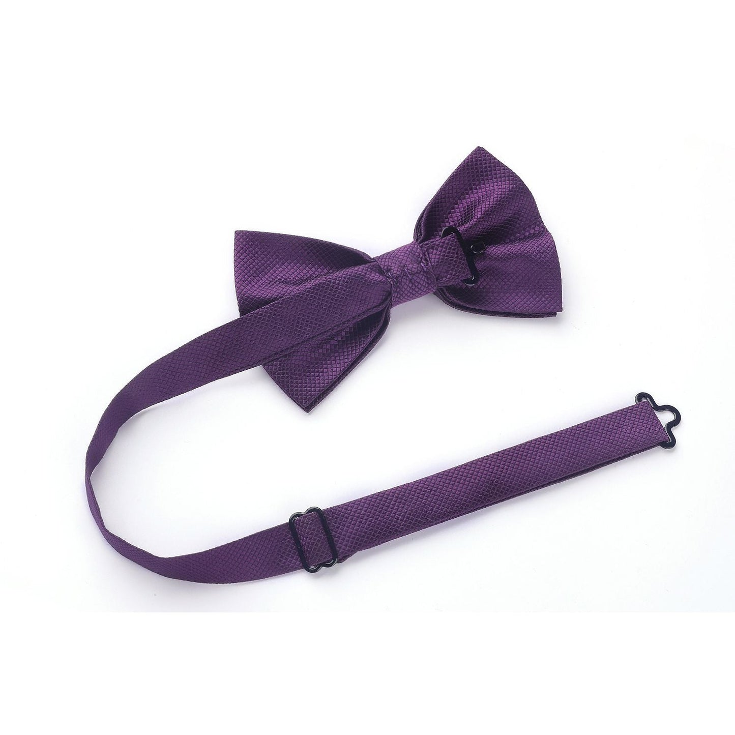 Hisdern Purple Solid Pre-Tied Bow Tie Accessories Set For Evening Wear