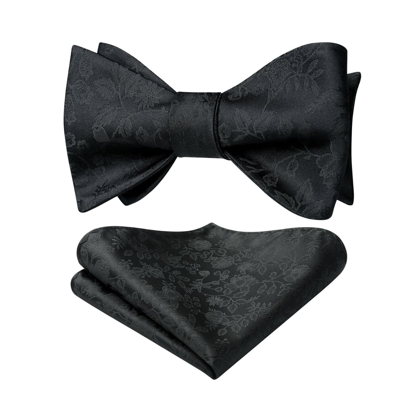 Hisdern Black Floral Bow Tie Set Groomsmen Wedding