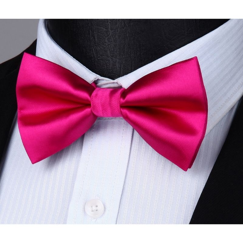 Hisdern Solid Suspenders Pre-Tied Bow Tie Set Hot Pink Formal Wedding Outfit