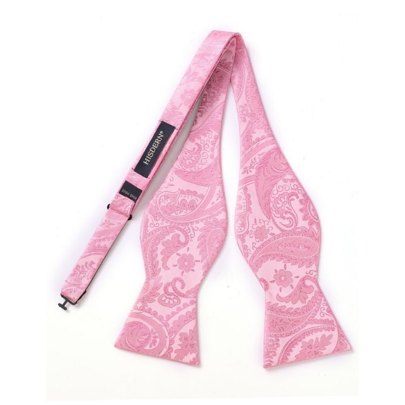 Hisdern Pink Paisley Bow Tie Set For Evening Wear