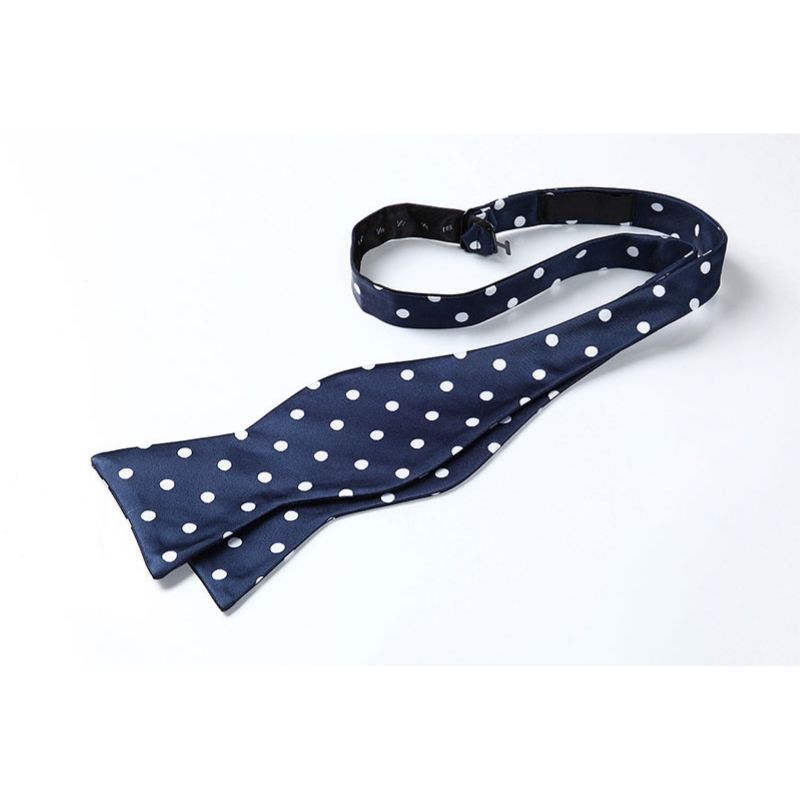 Hisdern Polka Dots Blue White Bow Tie Set for Party Wedding