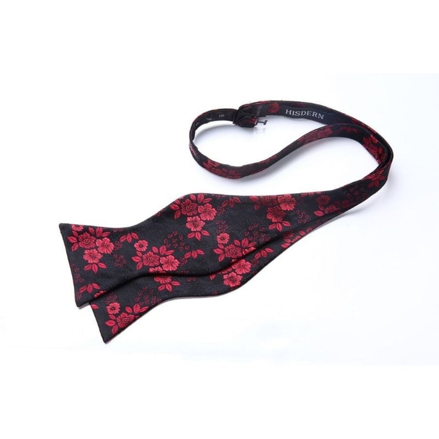 Hisdern Burgundy Floral Bow Tie Set Groomsmen Wedding