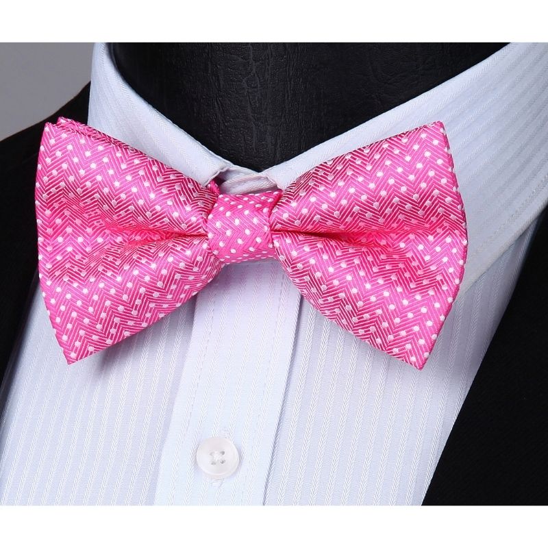 Hisdern Polka Dot Suspenders Pre-Tied Bow Tie Set Pink Retro Outfit