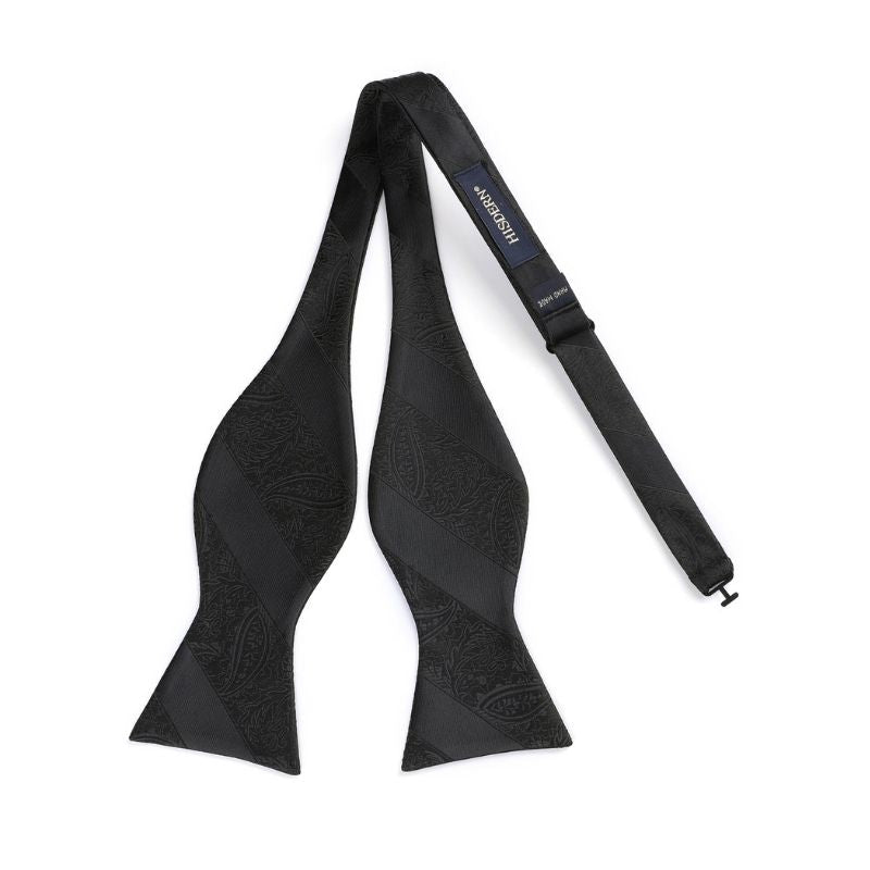 Hisdern Black Paisley Bow Tie Set For Evening Wear