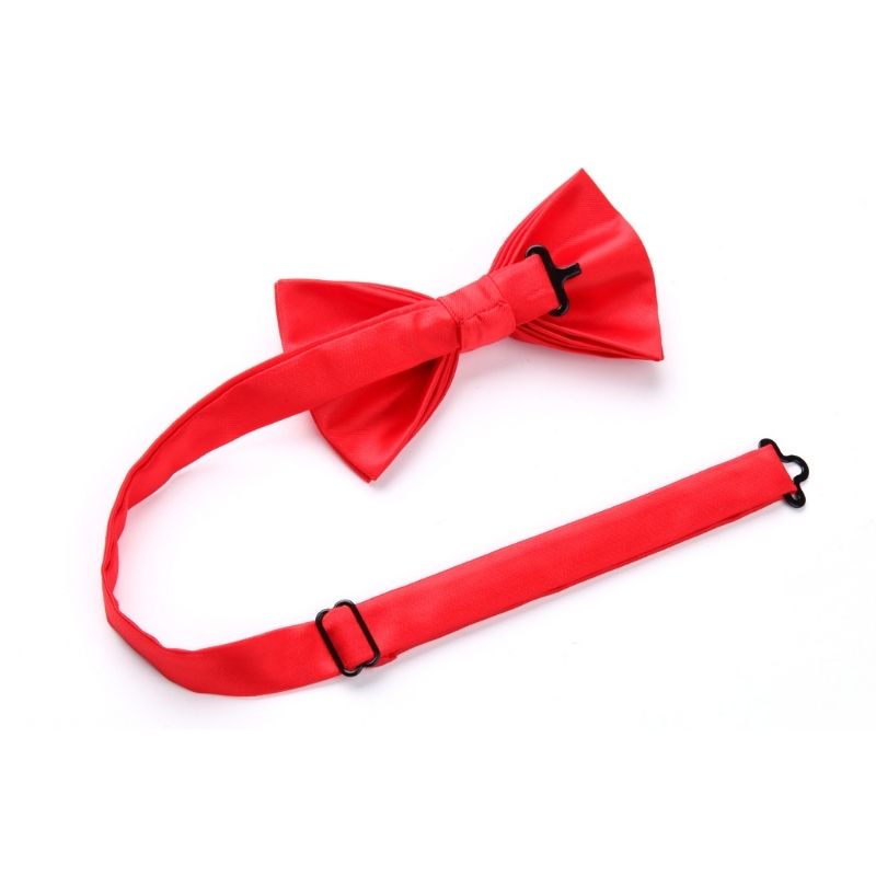 Hisdern Solid Suspenders Pre-Tied Bow Tie Set Red Formal Wedding Outfit