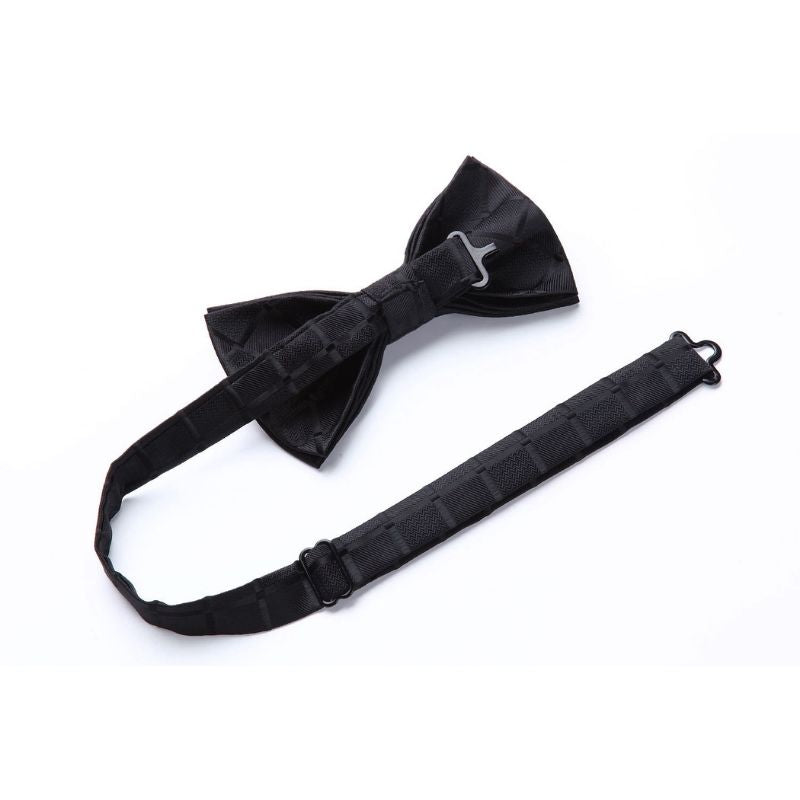 Hisdern Plaid Suspenders Pre-tied Bow Tie Set Navy Blue Pattern Accessories