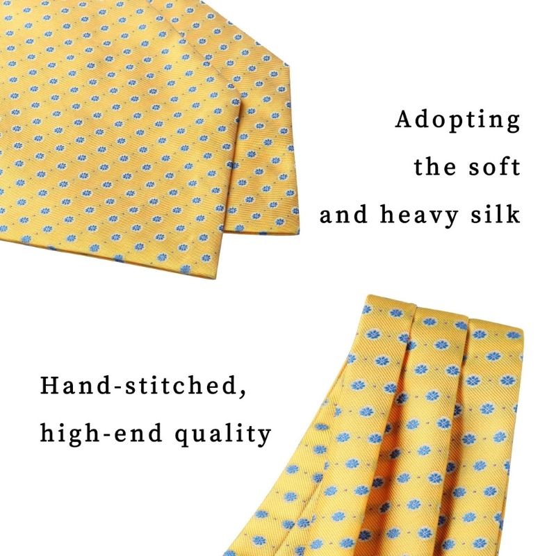 Hisdern Yellow Ascot Cravat for Men Wedding Formal