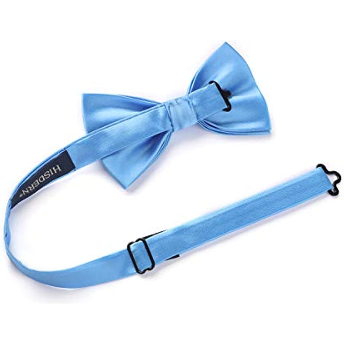 Hisdern Blue Solid Pre-Tied Bow Tie Accessories Set For Evening Wear