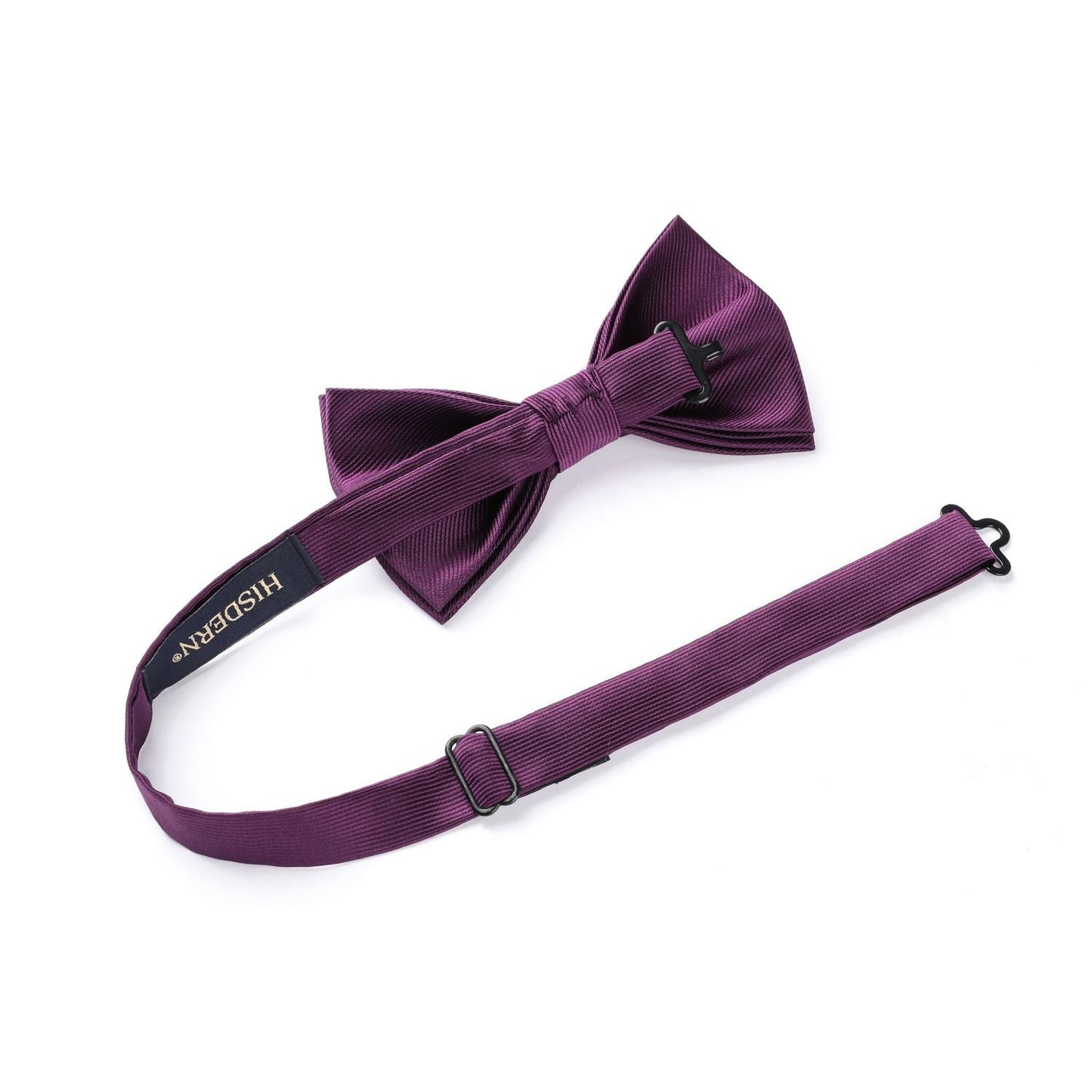 Hisdern Purple Solid Pre-Tied Bow Tie Accessories Set For Evening Wear