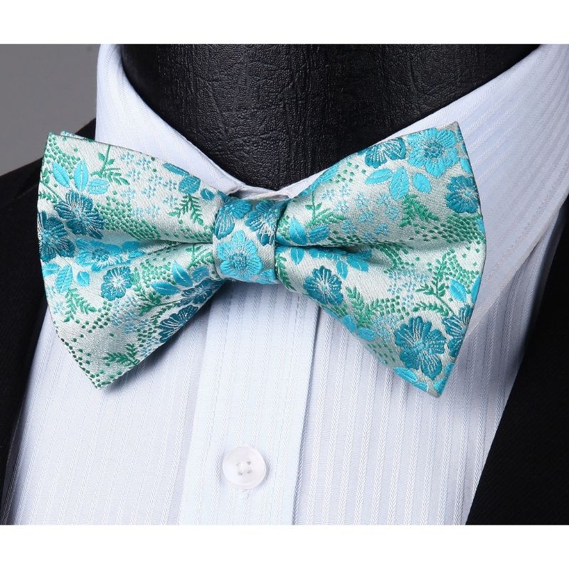 Hisdern Floral Suspenders Pre-tied Bow Tie Set Green Formal Accessories