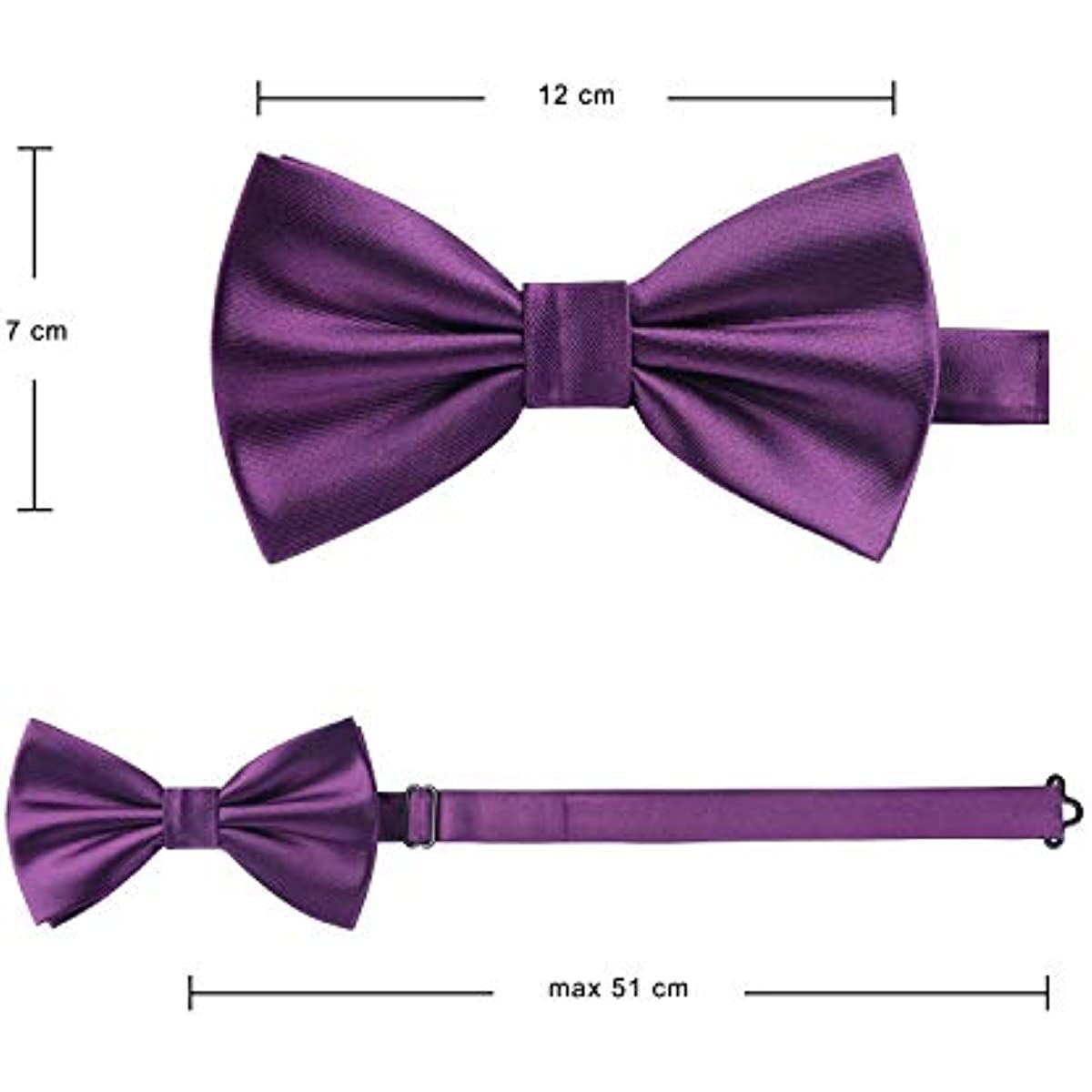 Hisdern Purple Solid Pre-Tied Bow Tie Accessories Set For Evening Wear