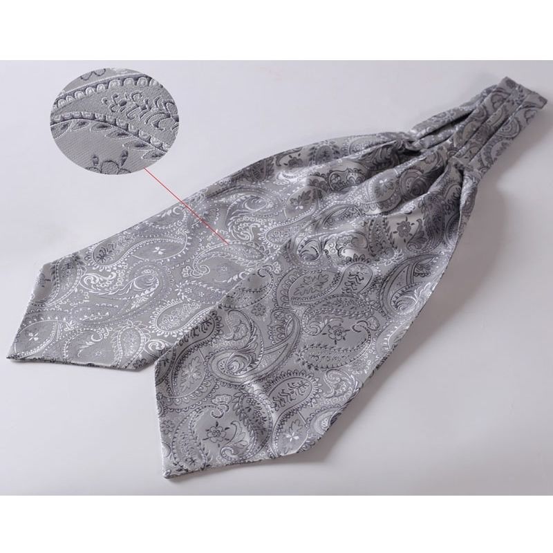 Hisdern Paisley Ascot Cravat for Men Grey Formal Neckwear