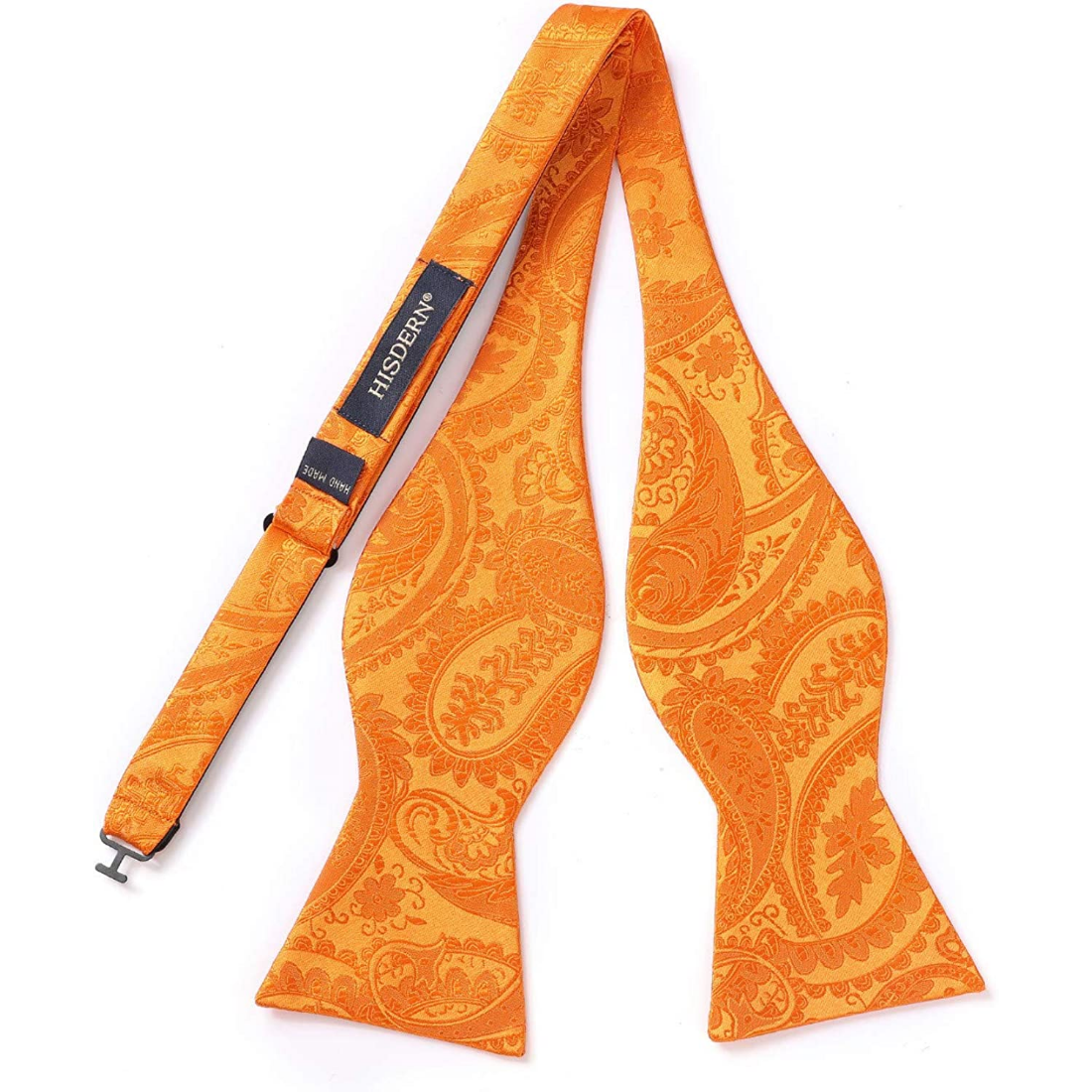 Hisdern Orange Paisley Bow Tie Set For Evening Wear