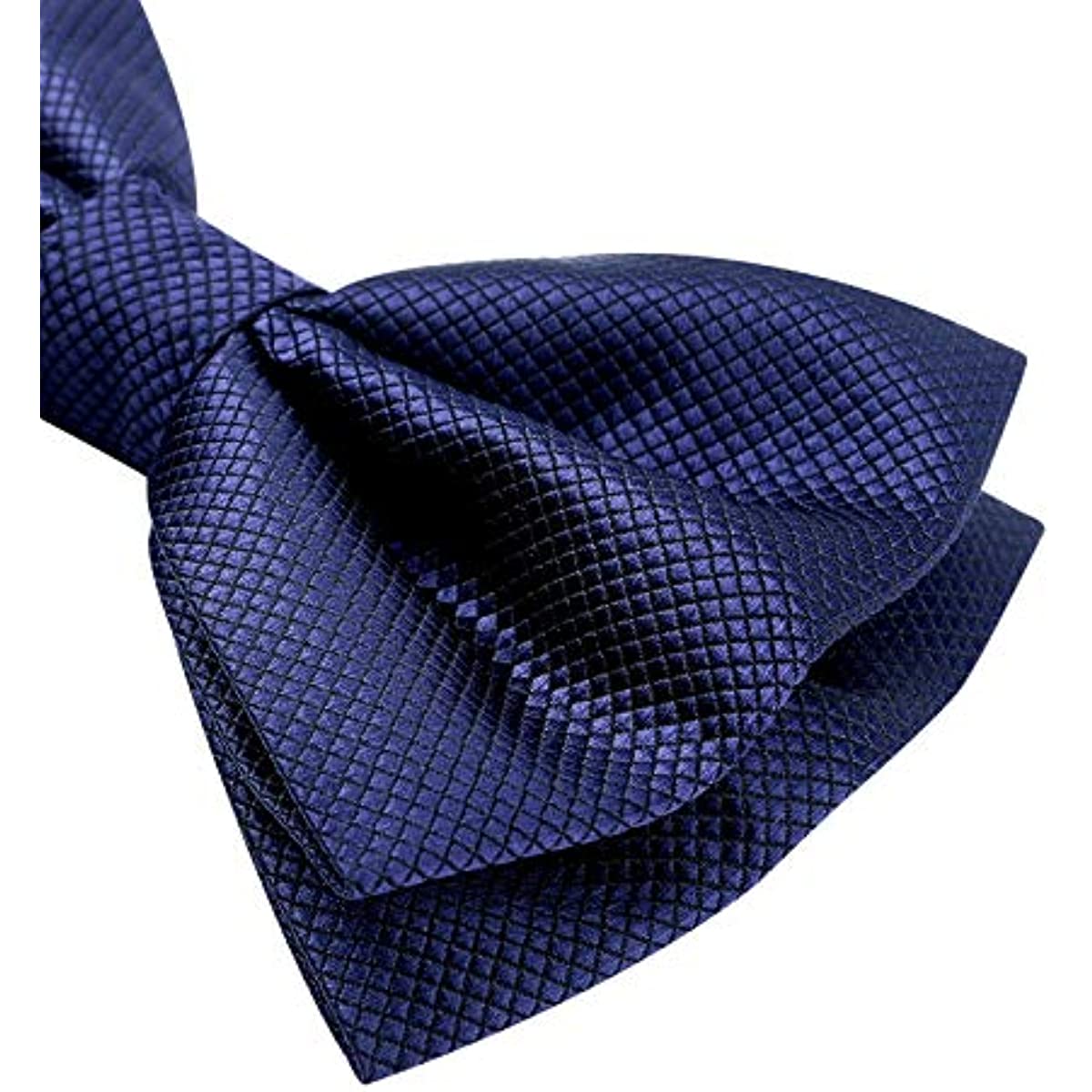 Hisdern Navy Blue Solid Pre-Tied Bow Tie Accessories Set For Evening Wear