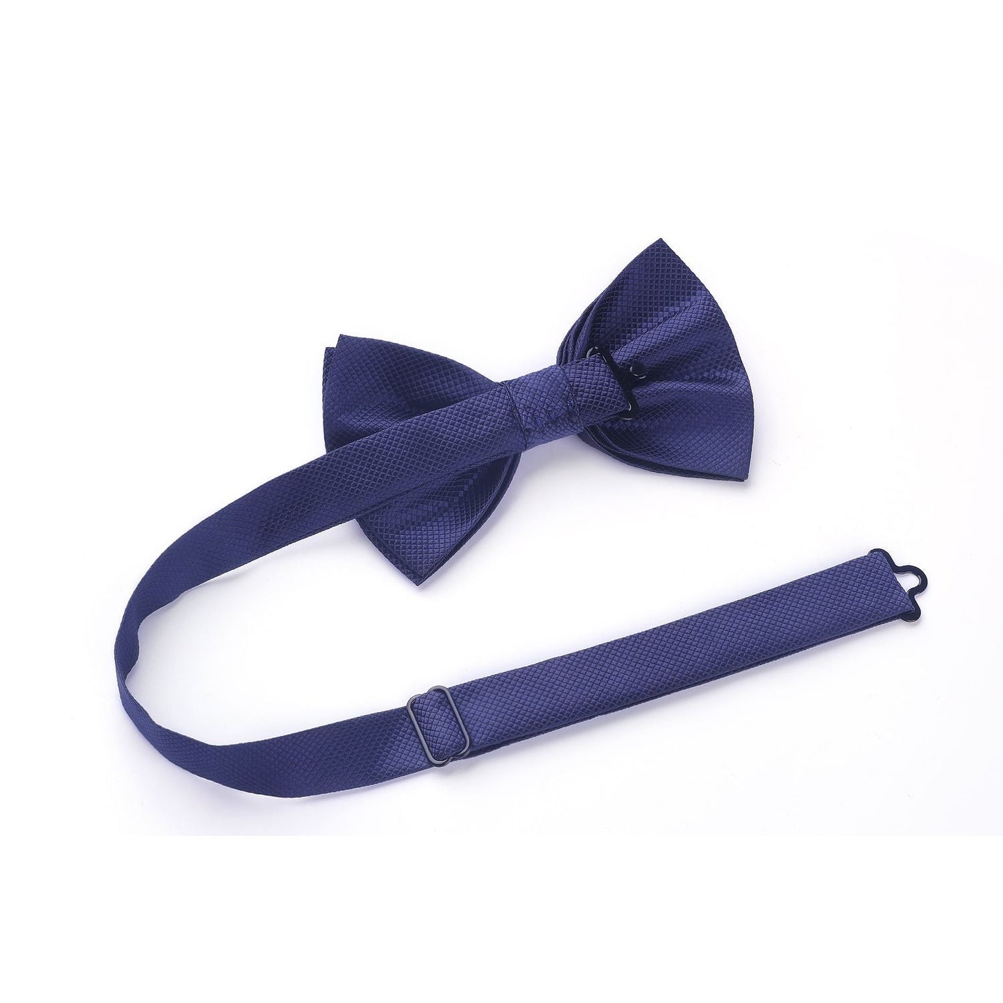 Hisdern Navy Blue Solid Pre-Tied Bow Tie Accessories Set For Evening Wear