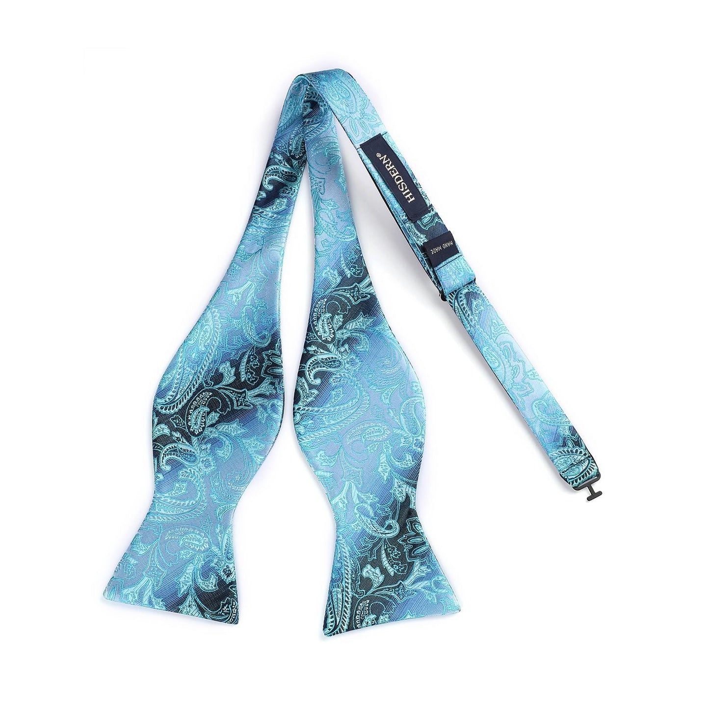 Hisdern Aqua Paisley Bow Tie Set For Evening Wear