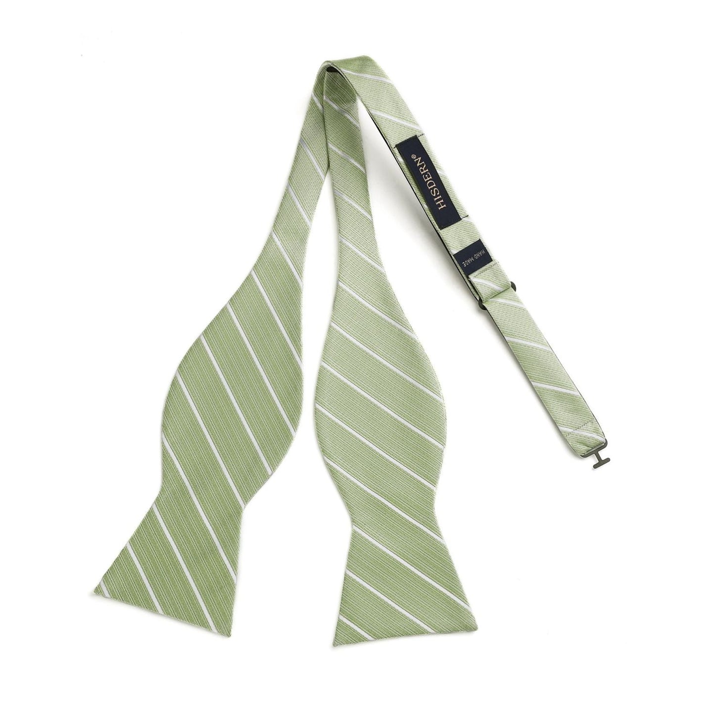 Hisdern Olive Green Striped Bow Tie Accessories Set For Evening Wear
