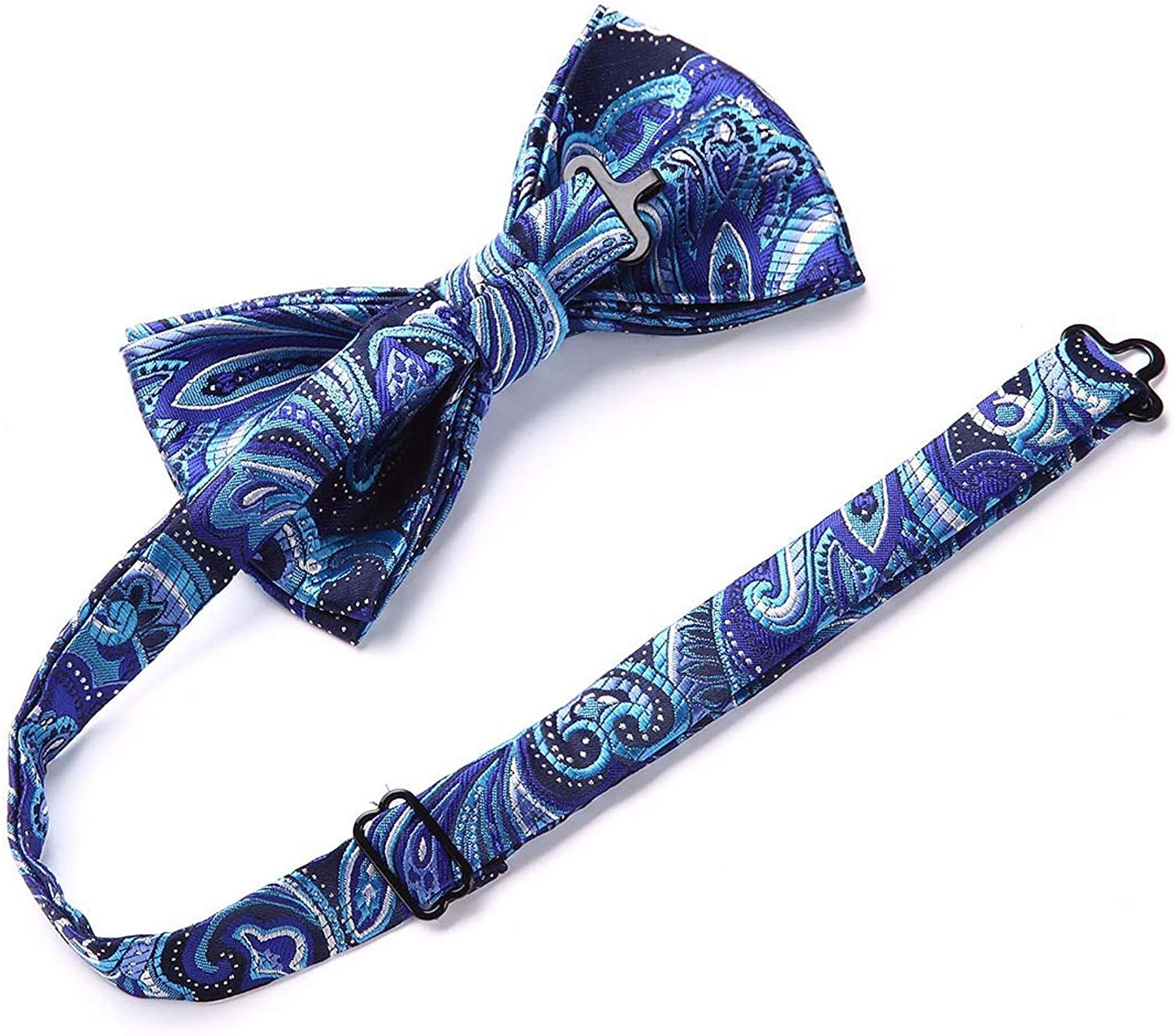 Hisdern Paisley Suspenders Pre-tied Bow Tie Set Blue Formal Accessories