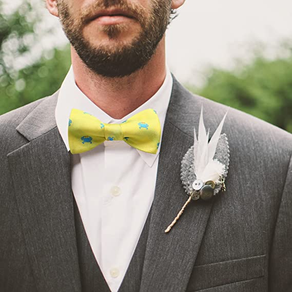 Hisdern Crab Yellow Animal Bow Tie Accessories Set for Party