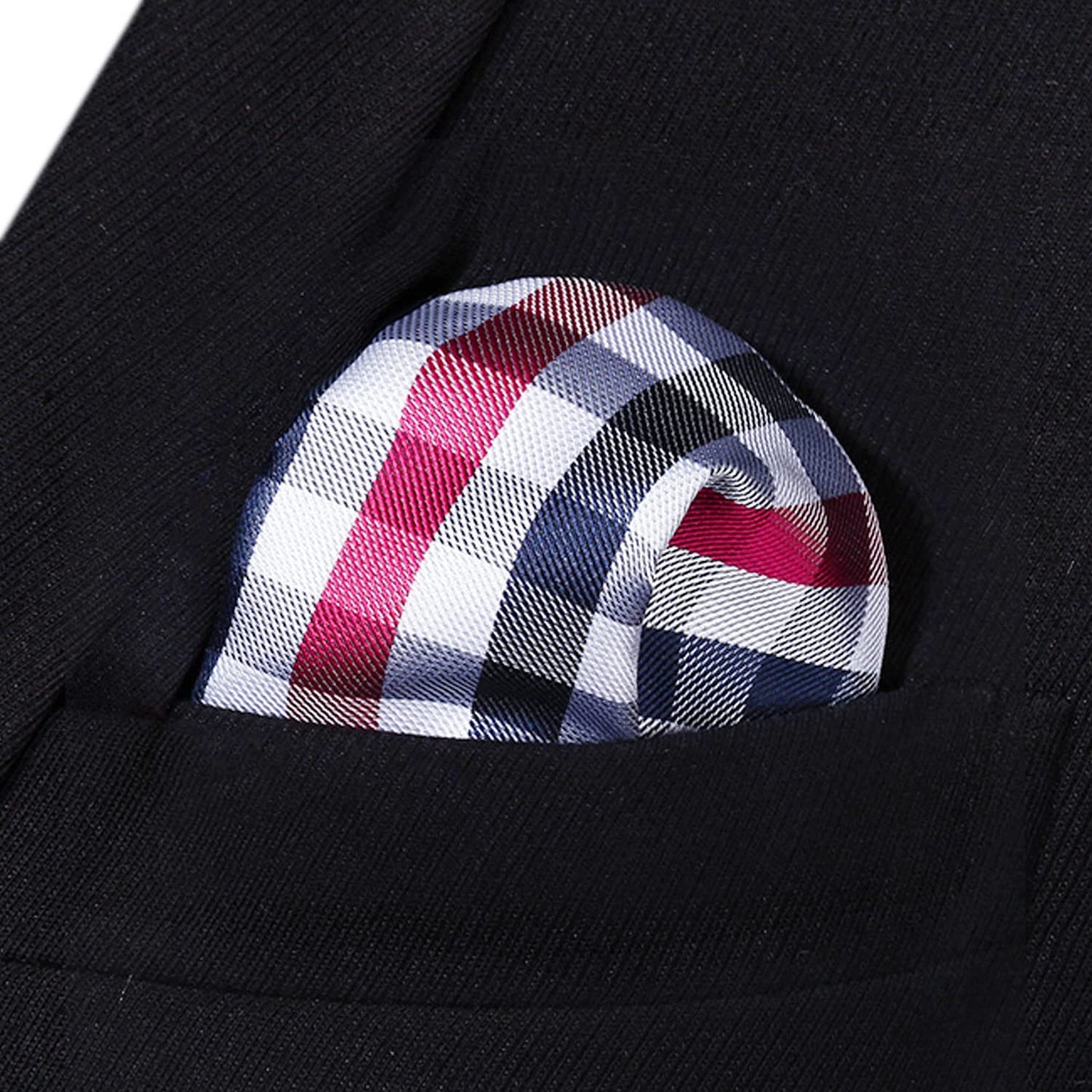 Hisdern Plaid Suspenders Bow Tie Set Red White Pattern Accessories