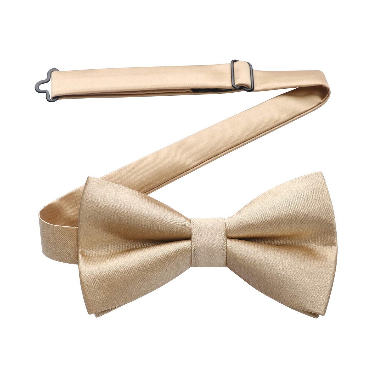 Hisdern Champagne Solid Pre-Tied Bow Tie Adjustable For Wedding Party