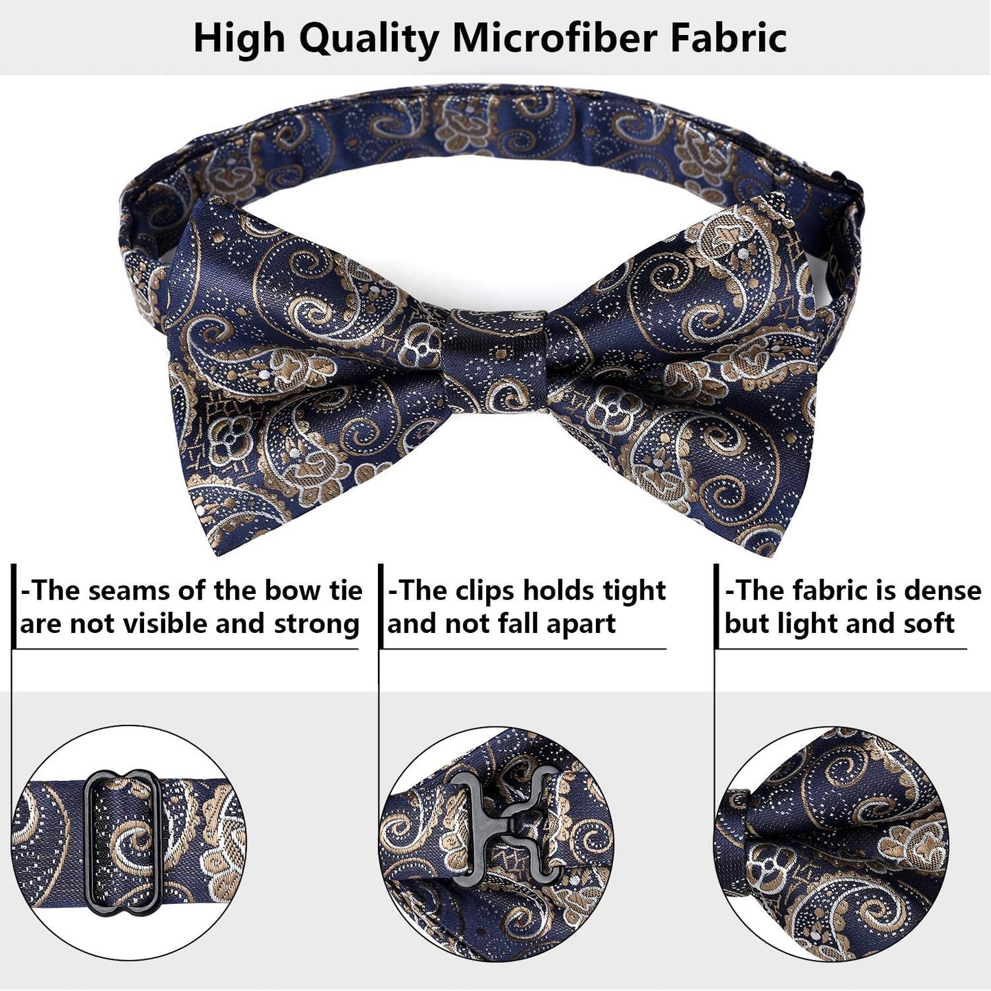 Hisdern Vintage Blue Green Paisley Pre-Tied Bow Tie for Wedding