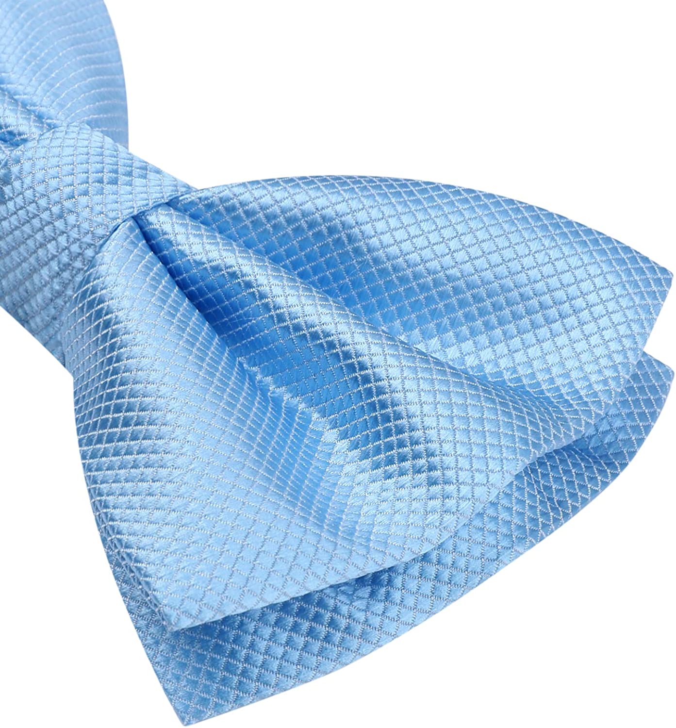 Hisdern Blue Solid Pre-Tied Bow Tie Accessories Set For Evening Wear
