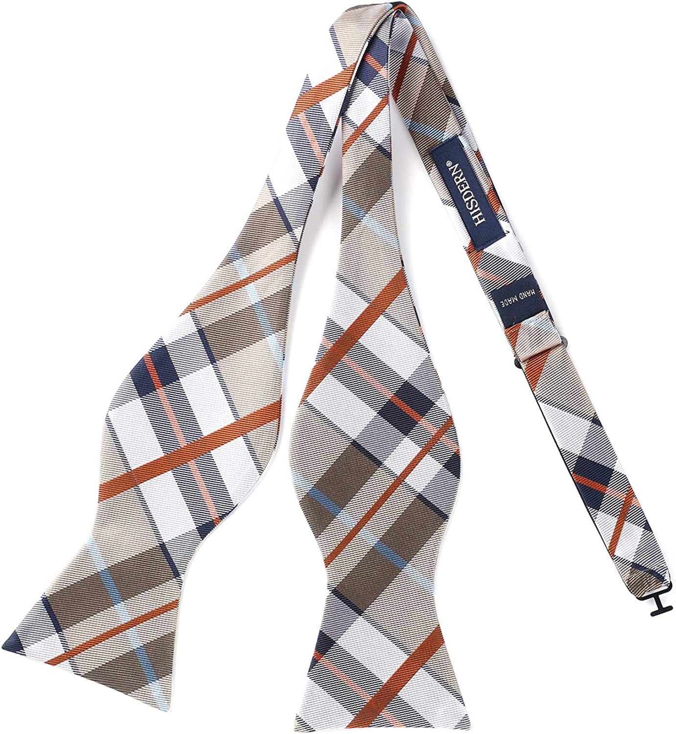 Hisdern Plaid Suspenders Bow Tie Set Khaki Pattern Accessories