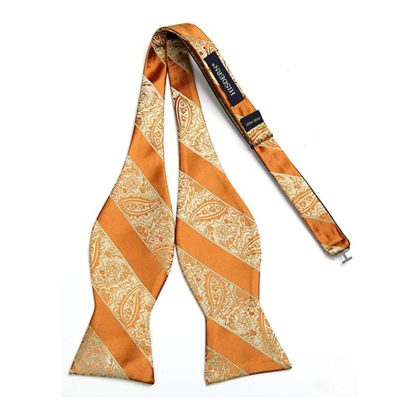 Hisdern Golden Striped Bow Tie Accessories Set For Evening Wear