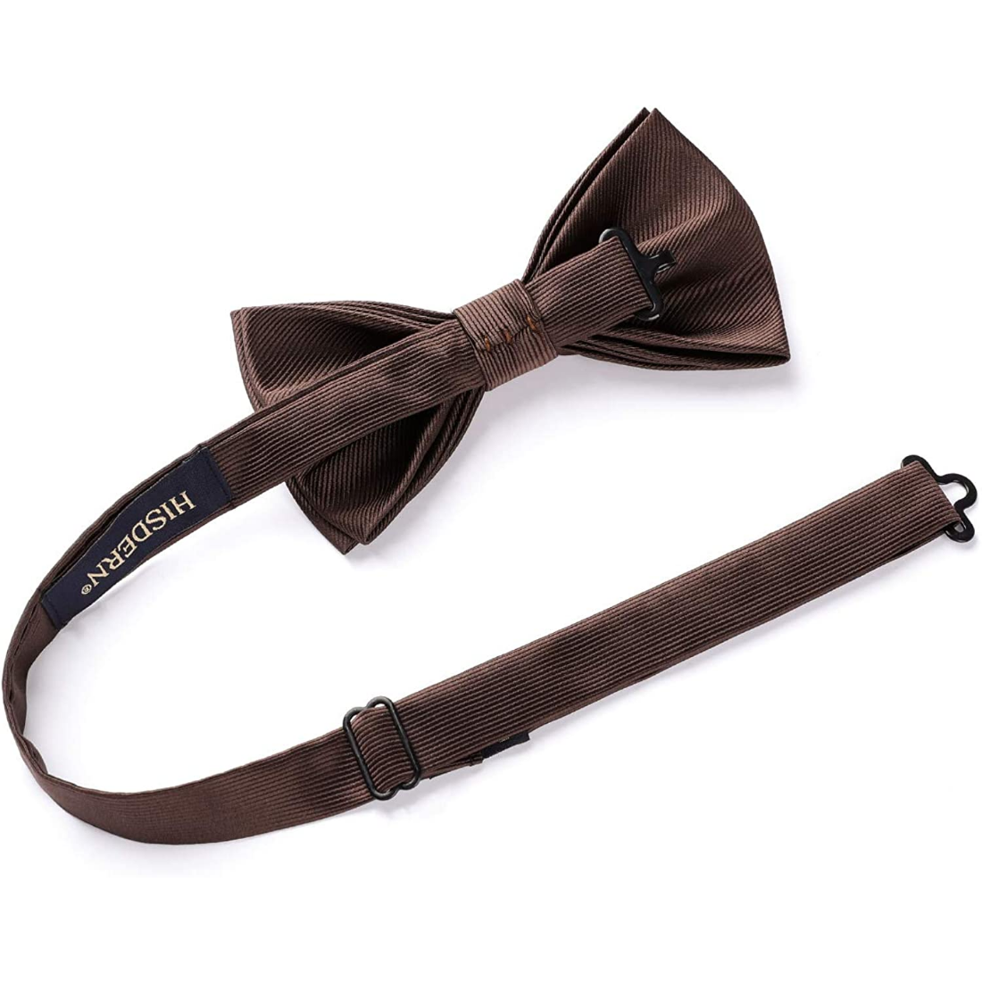 Hisdern Brown Solid Pre-Tied Bow Tie Accessories Set For Evening Wear