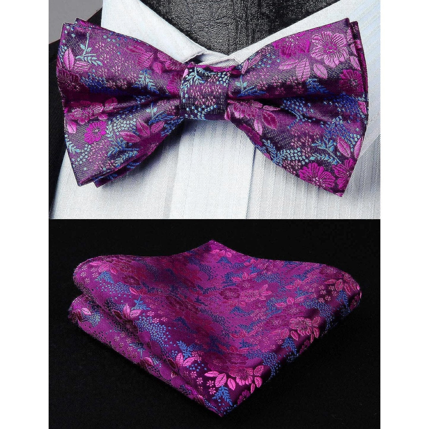 Hisdern Purple Paisley Pre-Tied Bow Tie For Evening Wear