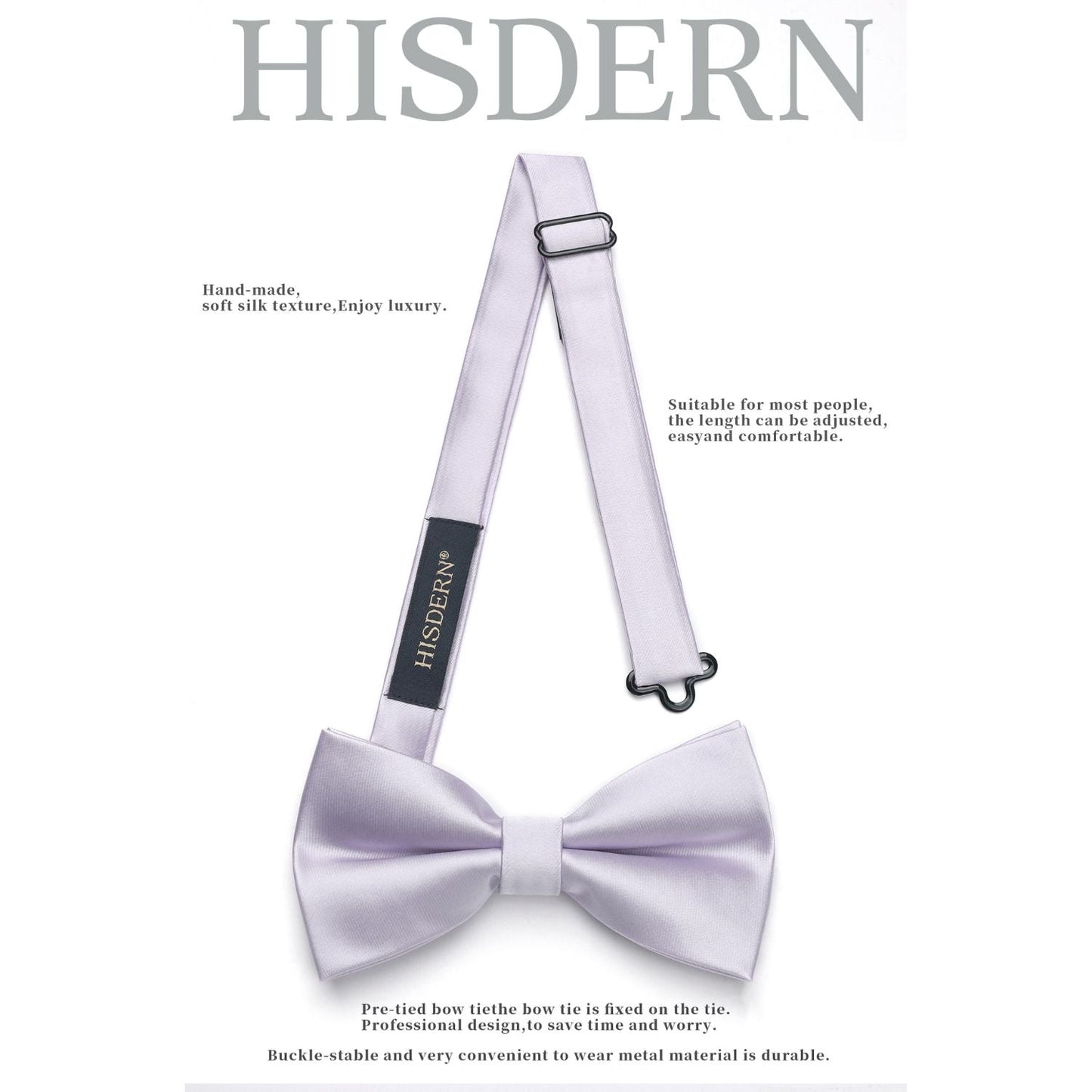 Hisdern Purple Solid Pre-Tied Bow Tie For Evening Wear