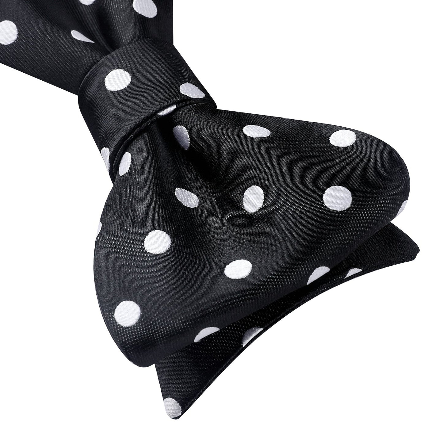 Hisdern Polka Dots Black White Bow Tie Set for Party Wedding