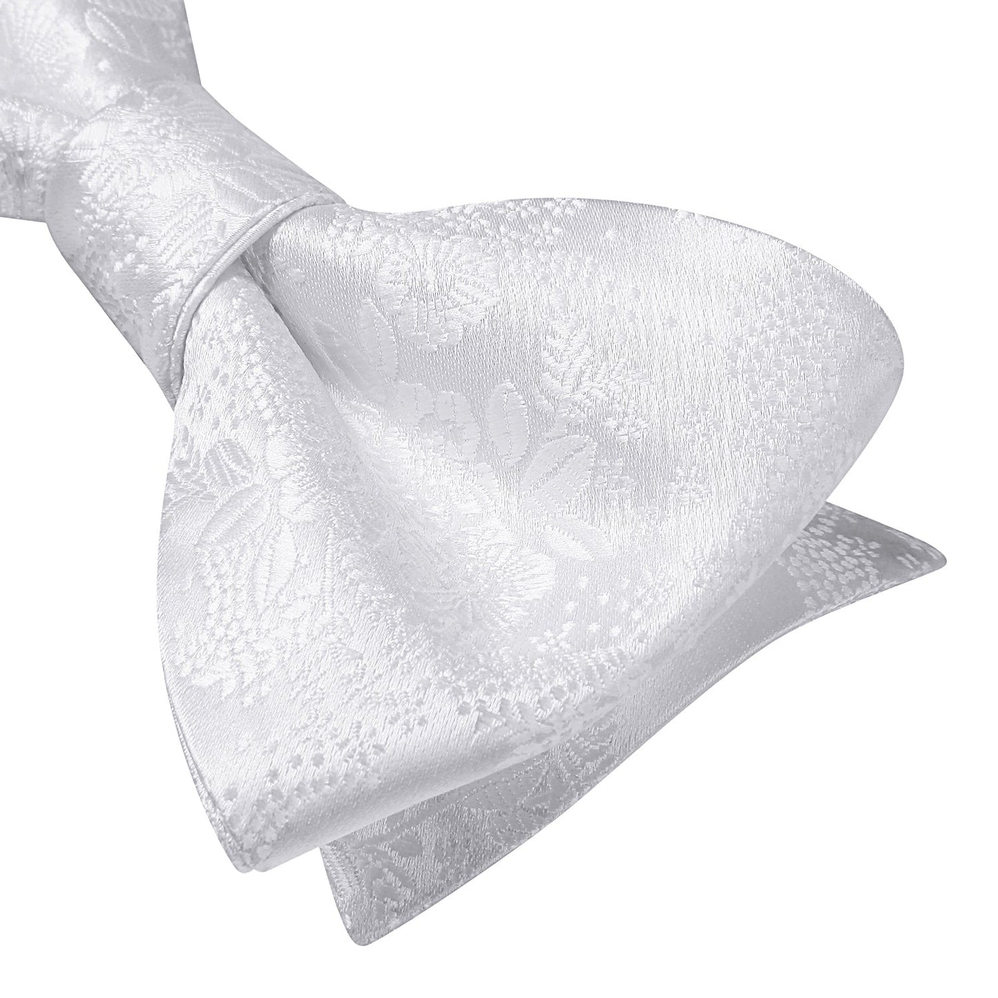 Hisdern White Floral Bow Tie Accessories Set For Evening Wear