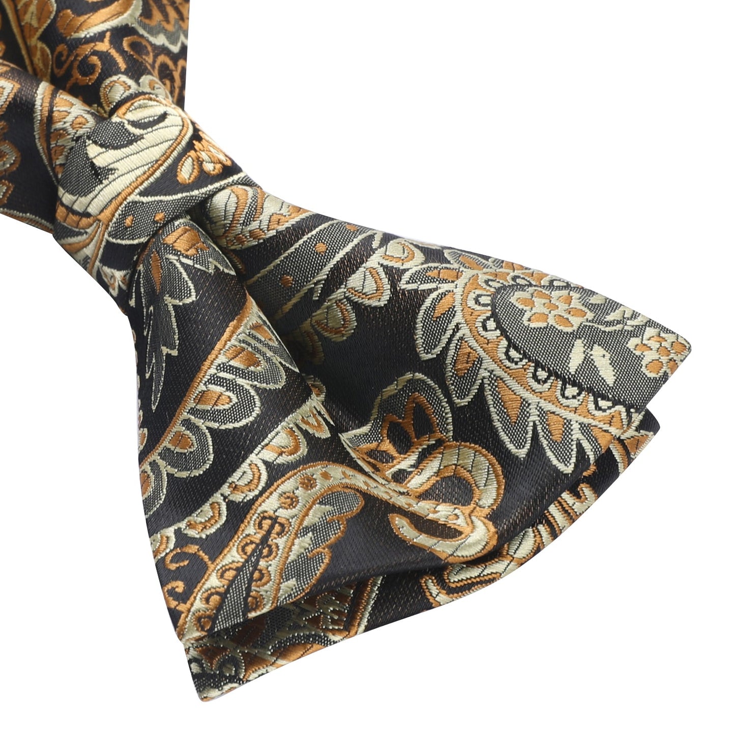 Hisdern Vintage Brown Paisley Pre-Tied Bow Tie Set for Wedding