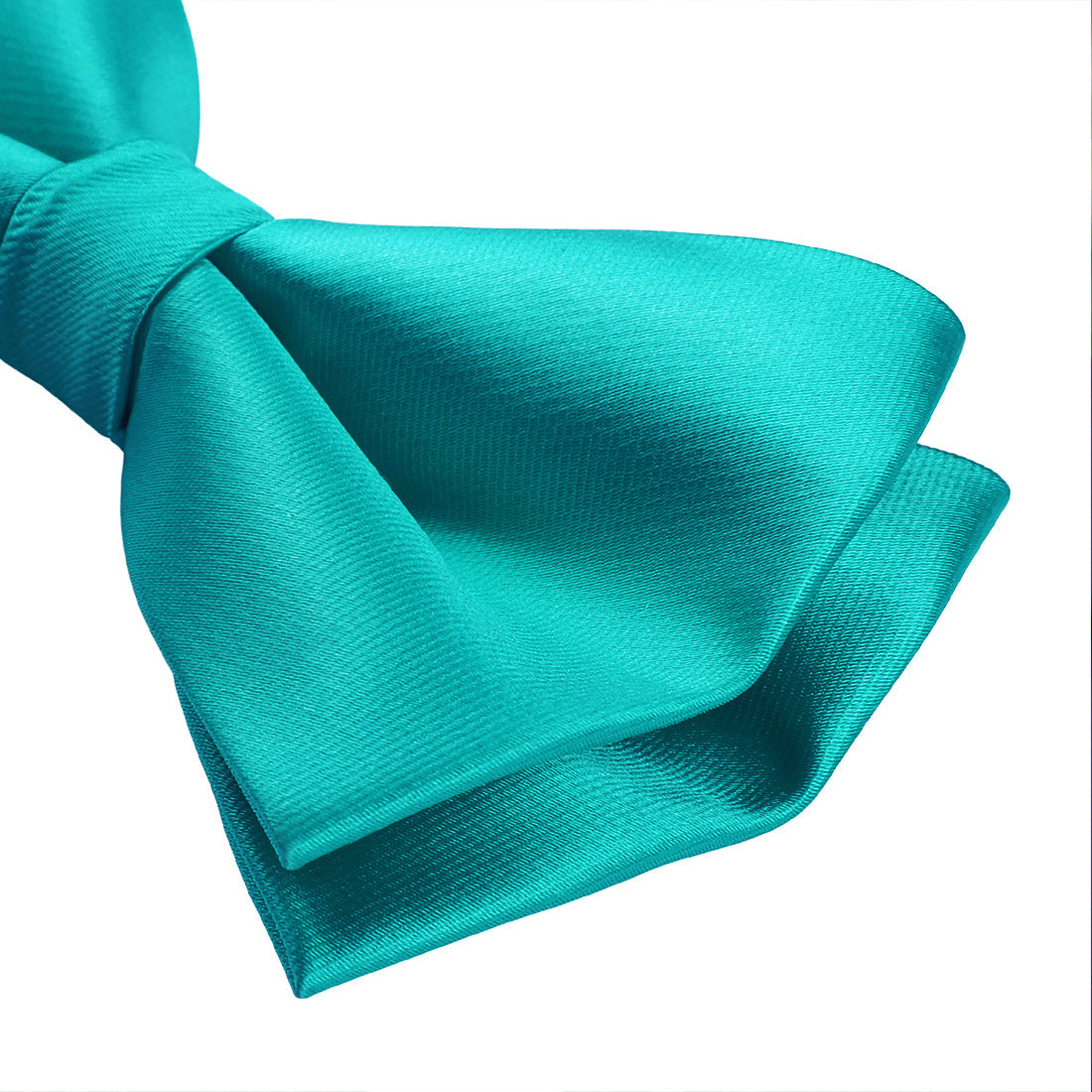 Hisdern Aqua Teal Solid Pre-Tied Bow Tie Accessories Set For Evening Wear