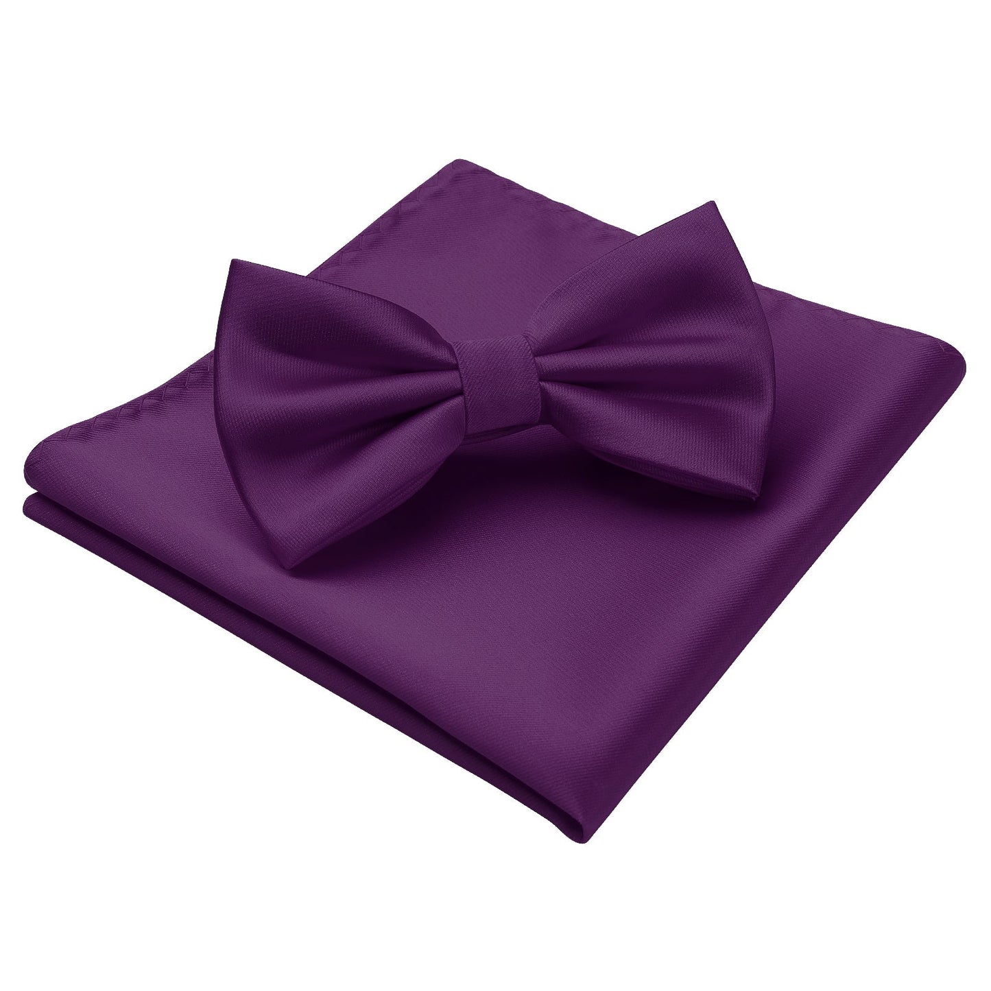 Hisdern Purple Solid Pre-Tied Bow Tie Accessories Set For Evening Wear