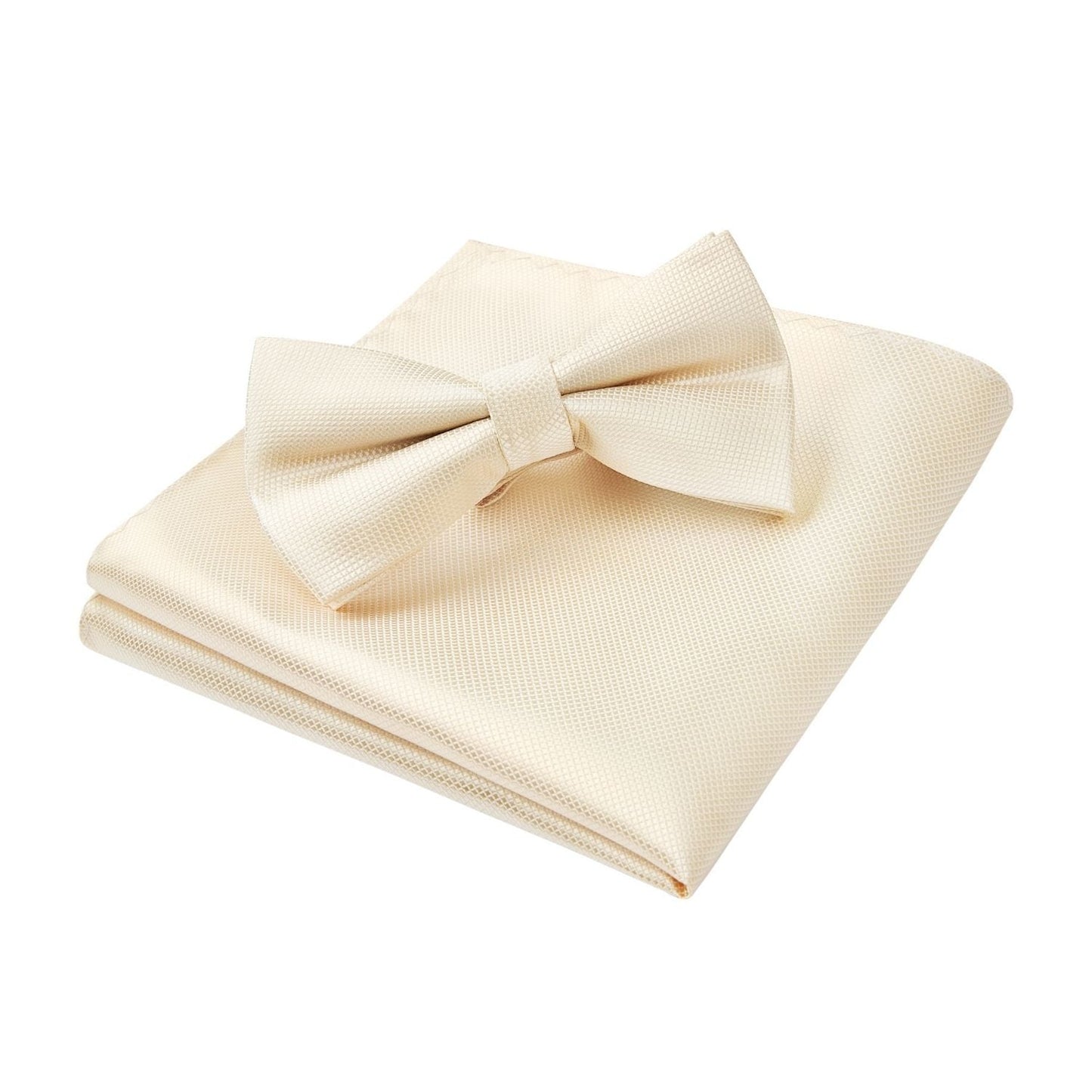 Hisdern Khaki Houndstooth Pre-Tied Bow Tie Set For Formal Wear