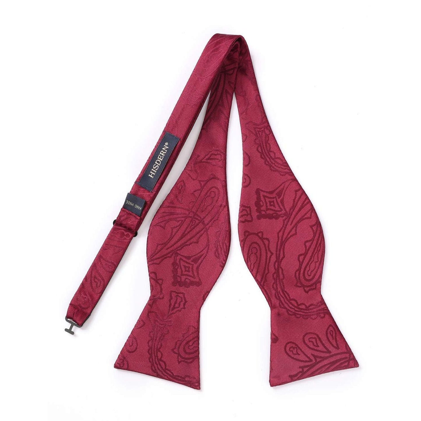 Hisdern Burgundy Paisley Bow Tie Set For Evening Wear