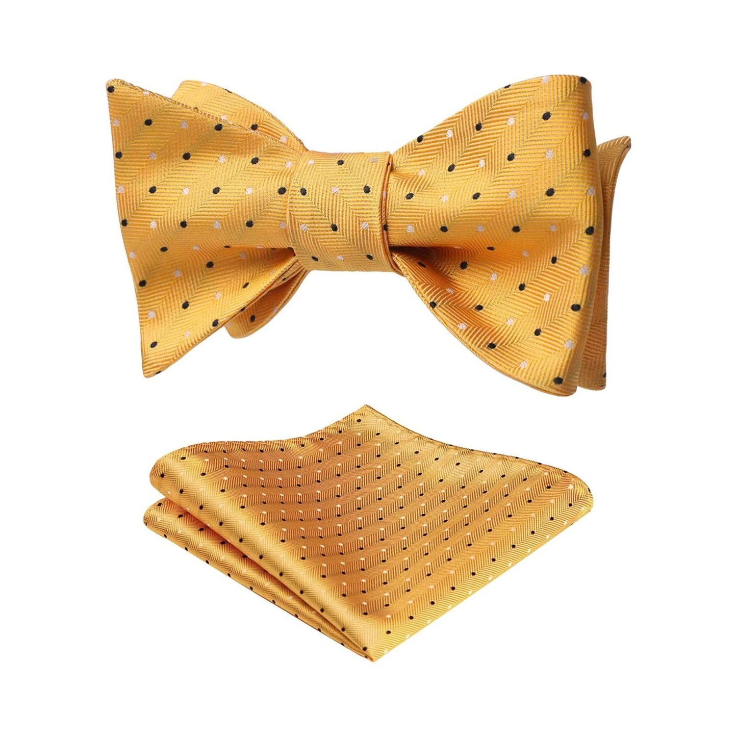 Hisdern Polka Dots Yellow Bow Tie Set for Party Wedding