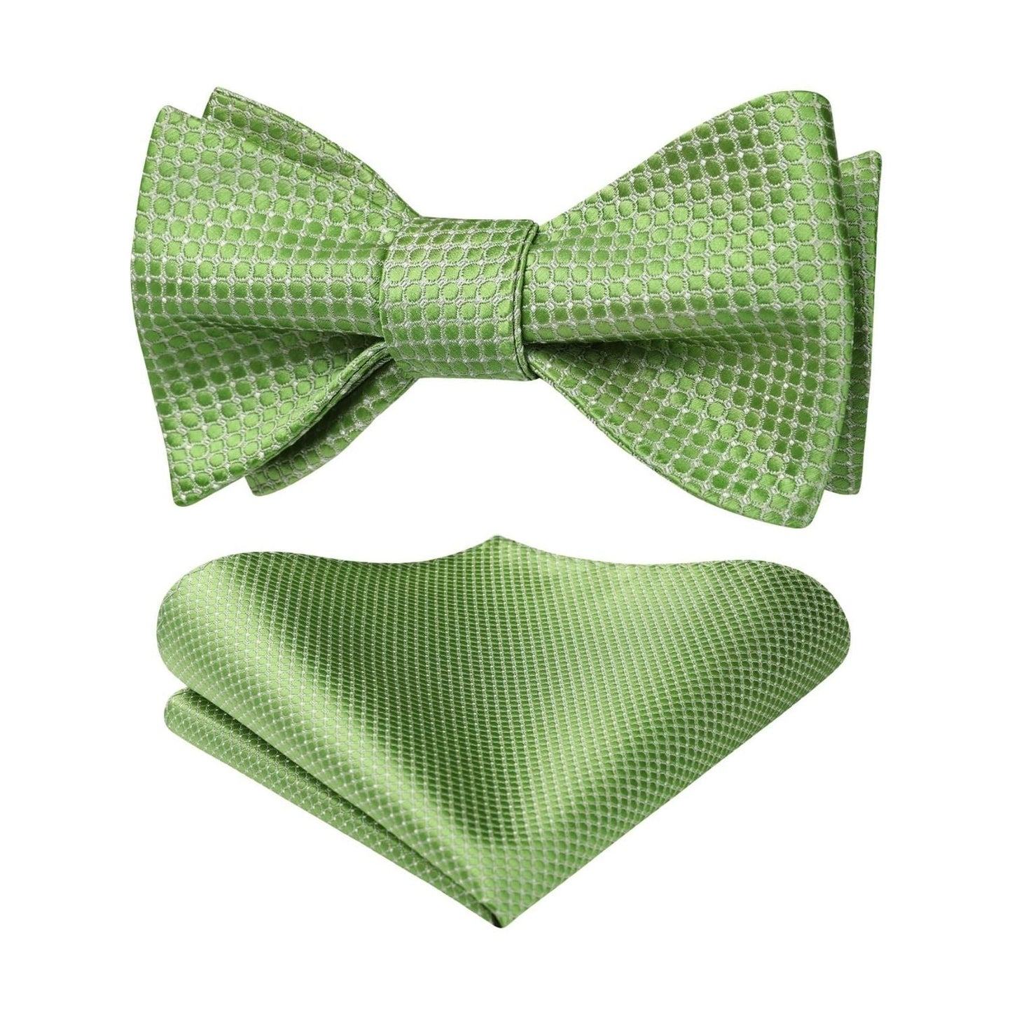 Hisdern Houndstooth Bow Tie Pocket Square Green Formal Attire