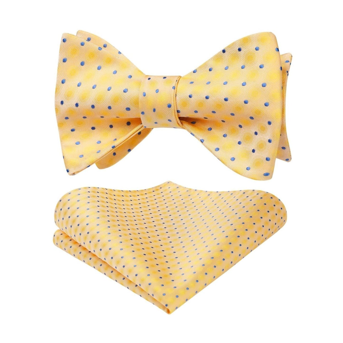 Hisdern Polka Dots Yellow Purple Bow Tie Set for Party Wedding