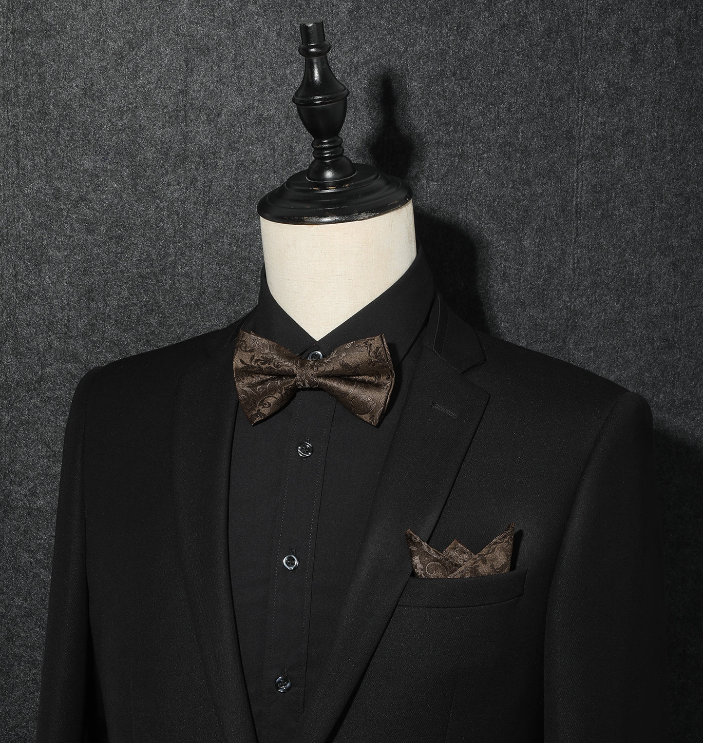 Hisdern Brown Floral Pre-Tied Bow Tie For Evening Wear