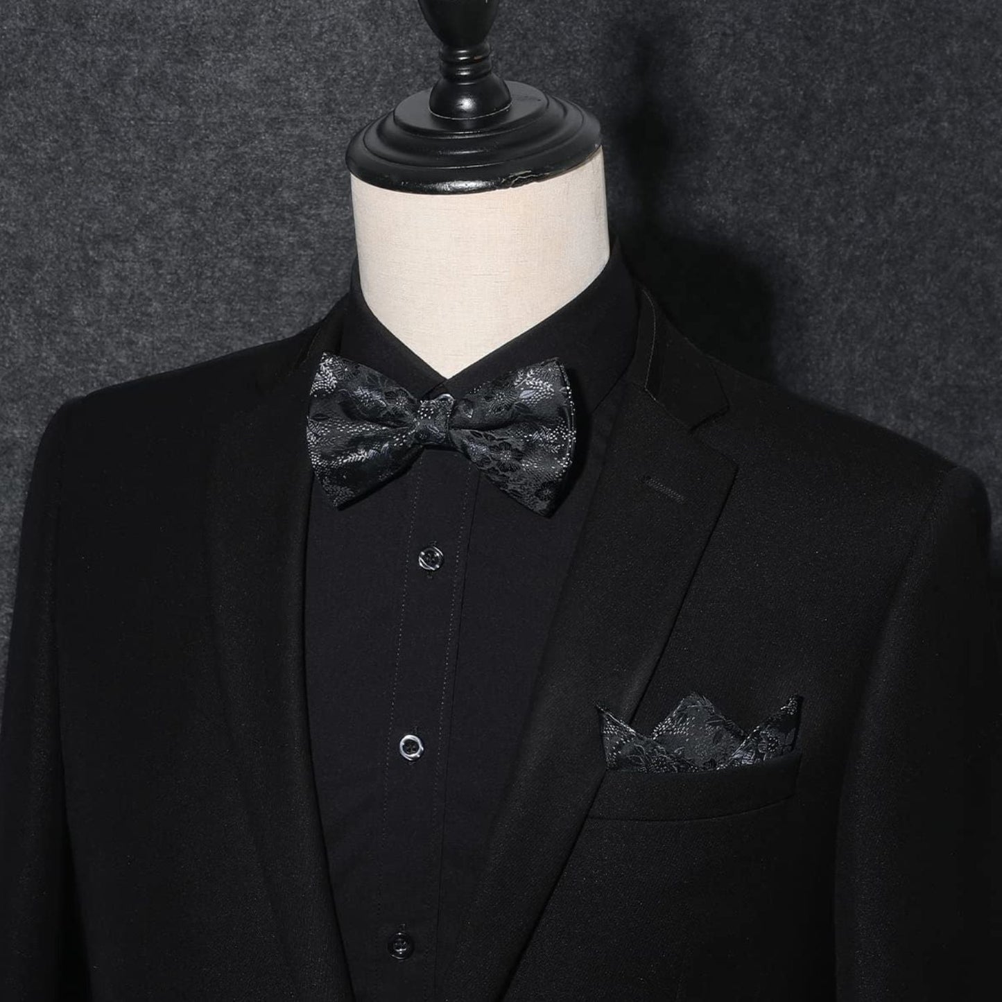 Hisdern Blue White Floral Bow Tie Set Groomsmen Wedding