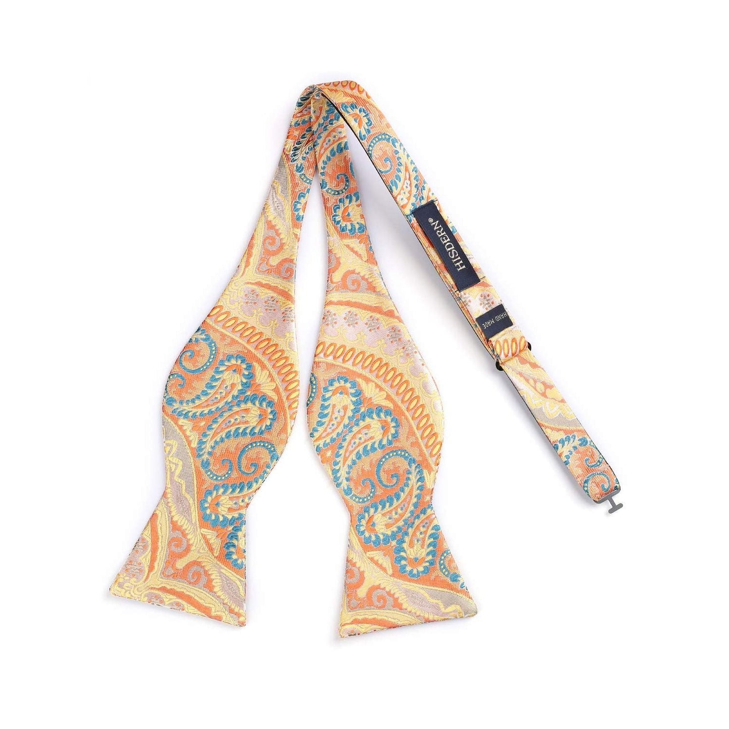 Hisdern Orange Paisley Bow Tie Set For Evening Wear