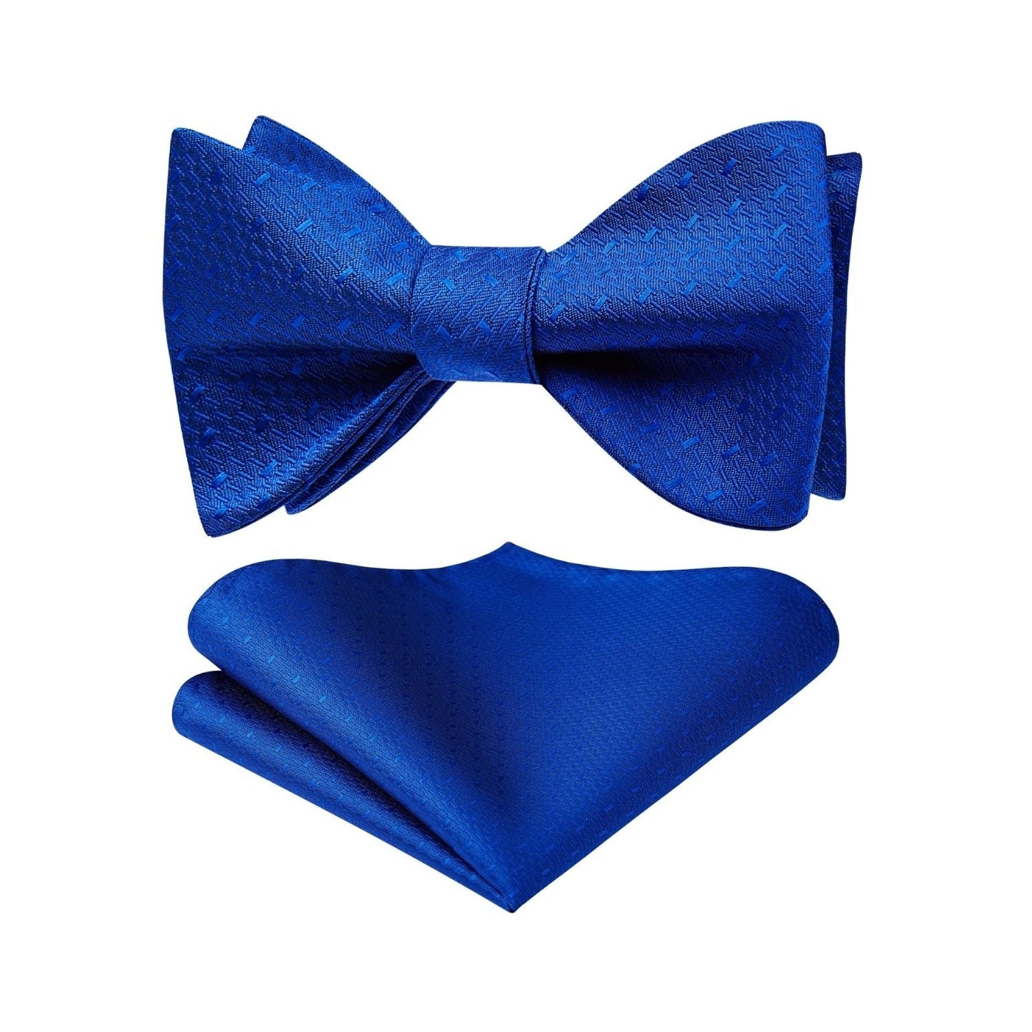 Hisdern Houndstooth Bow Tie Pocket Square Royal Blue Formal Attire