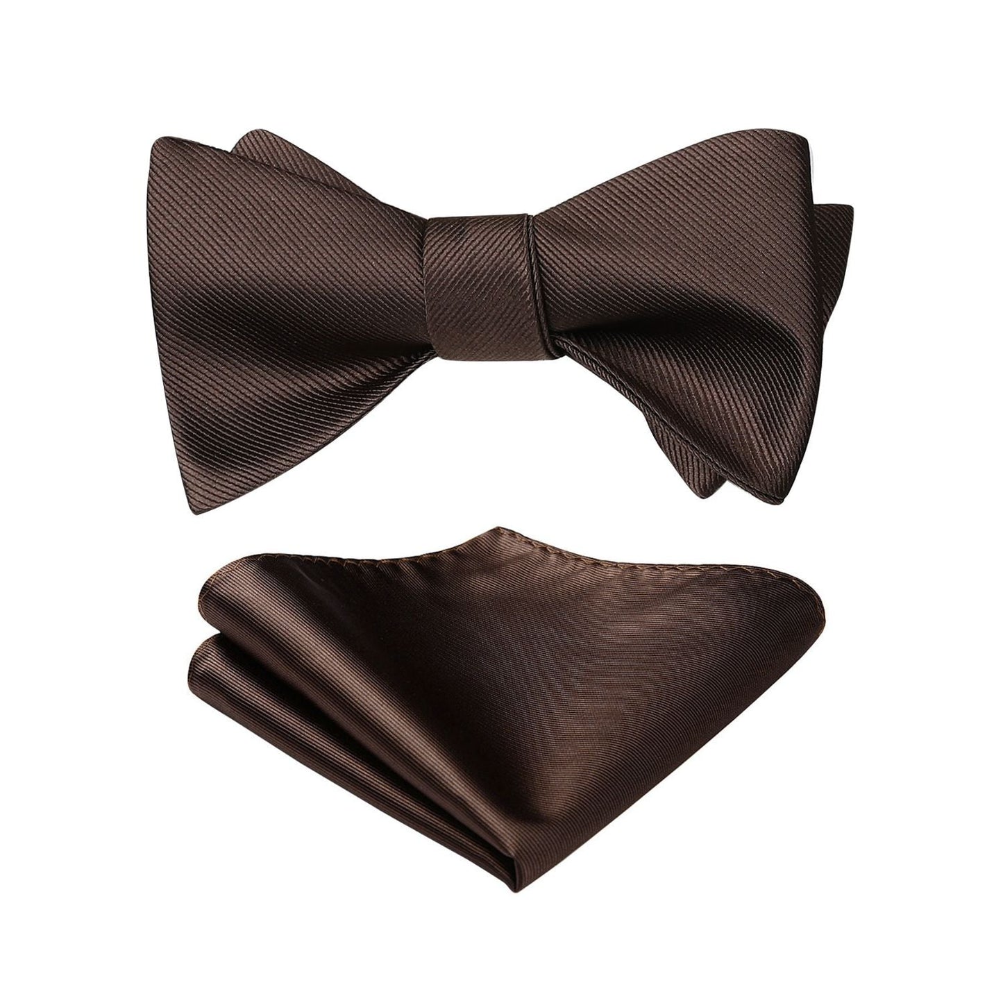 Hisdern Brown Solid Bow Tie Accessories Set For Evening Wear