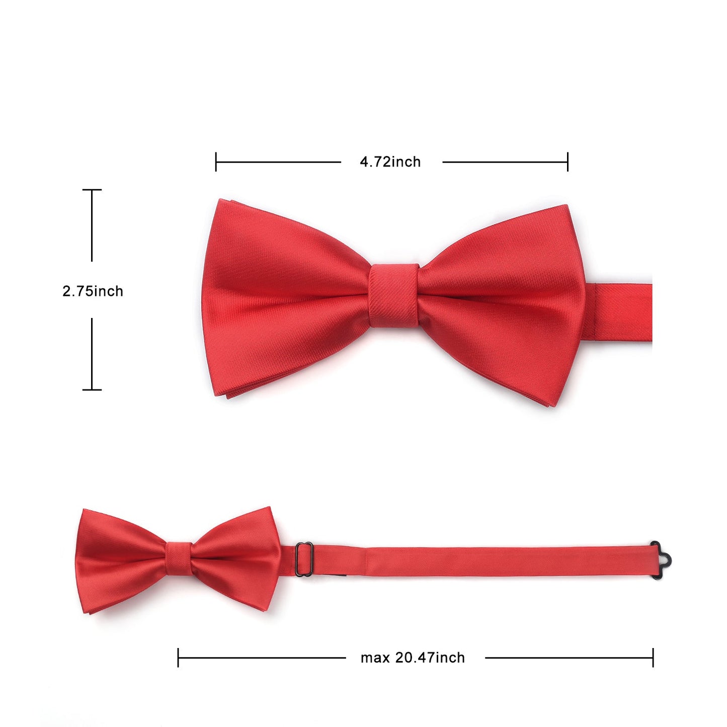 Hisdern Red Solid Pre-Tied Bow Tie For Evening Wear