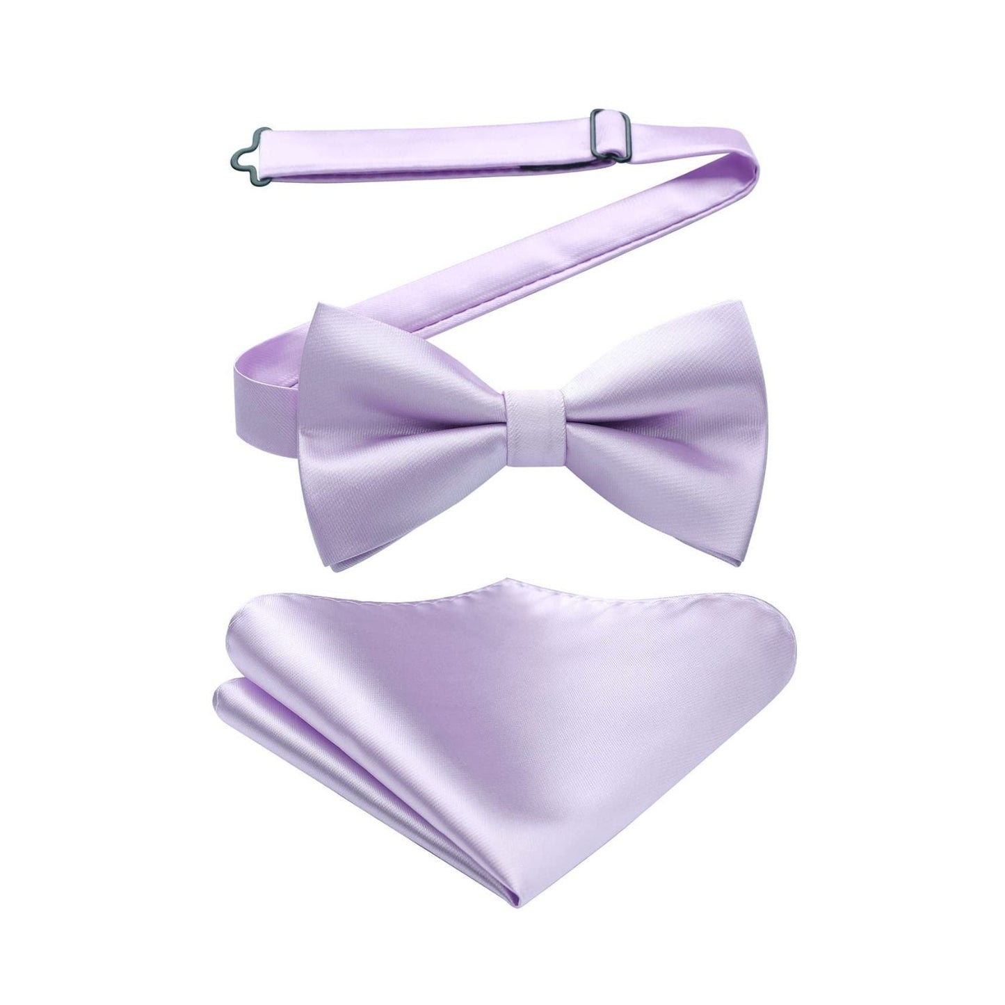 Hisdern Light Purple Solid Pre-Tied Bow Tie Accessories Set For Evening Wear